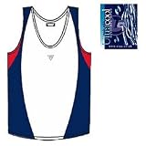 Viga Men s Impala Running Vest / Singlet (Size: Medium) (Colour: White / Navy Blue / Red )