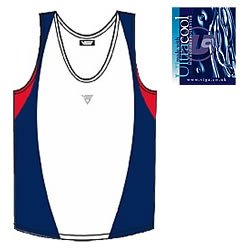 Viga Men's Impala Running Vest / Singlet (Size: Medium) (Colour: White / Navy Blue / Red )