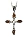 Sterling Silver Honey Amber Gothic Cross
