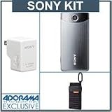 Sony MHSTS20/B 8GB Bloggie Touch Camera, Full HD 1080p Video, 12.8MP Stills, 3.0 inch Touch Screen, Flip-out USB Arm, MP4 Video Format, Black - Bundle - with Sony LCS-CSZ/B Socklike Soft Camera Case, Sony AC-U501AD USB Charging Adapter