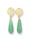 14k Asian Symbol Jade Dangle Post Earrings