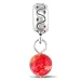 Sterling Silver Loop With Dangling Red Glass Ball Roundel