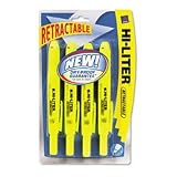 HI-LITER Retractable Highlighter, One-Color Four-Pack, Fluorescent Yellow