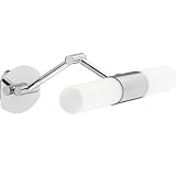 Badezimmerleuchte Wandleuchte 2 x E14/9W-ESL Metall Chrom Glas opal Breite 360 Ausl. bis 240 schwenkbar inkl. Energiesparlampe