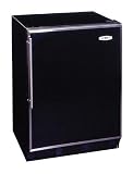 Summit ALB653B 24 Built-in Compact Refrigerator with 5.3 cu. ft. Capacity, Manual Defrost Freezer, Interior Light , Door Storage and Stainless Steel Frame w/ Handle: Black with Glass Shelves