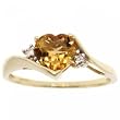 10KT Solid Yellow Gold Heart Ring Citrine & Diamonds