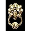 Lion Head Door Knocker (Brass) (10"H x 6"W x 3.25"D)