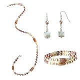 Square Silver Cultured Pearl Necklace, Bracelet, and Earrings Set