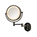 Jerdon HL65BZ 8-Inch Two-Sided Swivel Halo Lighted Wall Mount Mirror with 5x Magnification, 14-Inch Extension, Bronze Finish