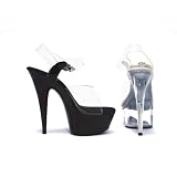 609-BROOK, 6 Pointed Stiletto Sandal in Clear or Clear Black by Ellie Shoes at Shoes by EHH