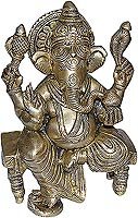 Religious Hindu Statue Brass Ganesha 4.75 x 2.5 x 8 inches