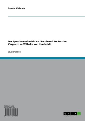 Das Sprachverständnis Karl Ferdinand Beckers im Vergleich zu Wilhelm von Humboldt (German Edition)