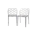Baxton Studio Honeycomb Acrylic Modern Dining Chair, Set of 2, Clear