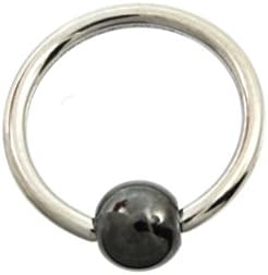 16G 3/8 Inch 316L Surgical Steel Captive Bead Ring With Hematite Ball 582
