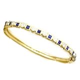 14K Princess Cut Sapphire & Diamond Bangle by Morris & David
