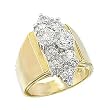 Two-Tone Plated Brass Young Line Ring with Clear Cubic Zirconia, Sizes: 5-10
