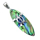 P454--Abalone Paua Shell Surfboard with Turtle Pendant--Hawaiian Silver Jewelry
