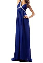 V-neck Crystal Corset   Waistline Chiffon Floor Length Evening Dress 