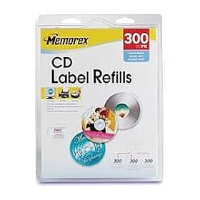 Memorex White CD Labels, Matte Finish. 300 Count (32020403)