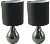 Pair of Eclipse Touch Table Lamps in Stunning Black Chrome Kitchen & Housewares