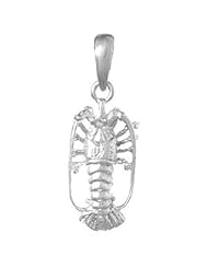 925 Solid Sterling Silver Nautical Necklace Charm Pendant, Florida Lobster With Out Cl