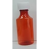 Oval Pharmacy Plastic Bottles with Child-resistant Caps. Amber Color 2oz Pack of 5