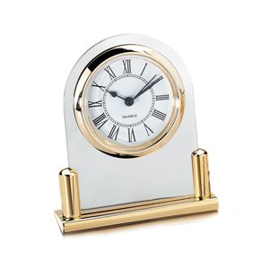 24k Gold-Plate & Acrylic Desk Clock with Alarm (Boxed)