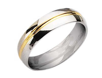 Ladies 6mm Titanium Wedding Band with 14K Gold Accent