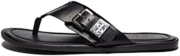 MENSU Men's Casual Leather Sandal Fashion Flip-flops Black 10 D(M) US