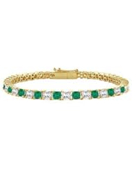 18K Yellow Gold Princess Cut Emerald Diamond Tennis Bracelet 2.00 CT TGW