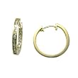 14K Yellow Gold CZ In and Out Hoop Earrings - .75 Inch