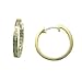 14K Yellow Gold CZ In and Out Hoop Earrings - .75 Inch