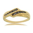 10KT Gold Band Ring w/ Channel Set Blue Sapphires