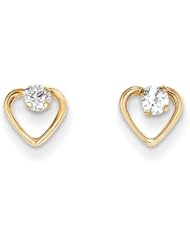 MadiK® 14k Yellow Gold Polished Heart With Clear CZ Post Earrings