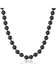Sterling Silver Genuine Black Onyx Matte Finished Beads Knotted Clasp Necklace, 36"