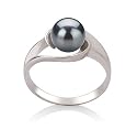 PearlsOnly Clare Black 6-7mm AAA Freshwater Sterling Silver Pearl Ring