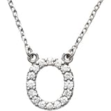 14k White Gold Diamond O Alphabet Initial Letter Necklace (GH Color, I1 Clarity, 1/6 Cttw)