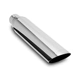 Polished Stainless Steel Exhaust Tip Single Wall Tip 45 Slash Cut- 2.5 inlet x 3 tip- 18 length