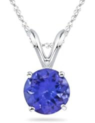 0.85 Cts of 6 mm AAA Round Tanzanite Solitaire Pendant in Platinum