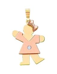 14K Two Tone Gold The Kids Diamond Girl Charm