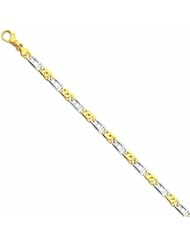 Genuine 14K Yellow Gold Two-Tone 5.8Mm Polished Fancy Link Bracelet 8.5 Inches 100% Satisfaction Guaranteed.