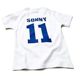 Personalised Baby/Kids T-shirt - White Short Sleeve (Footy),12-18 months