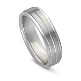 14k White Gold Comfort Fit Men's Wedding Band, 6mm