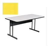 Blow Molded Plastic Top Computer and Training Tables - Keyboard Height Computer Station - 26 Inch - Yellow