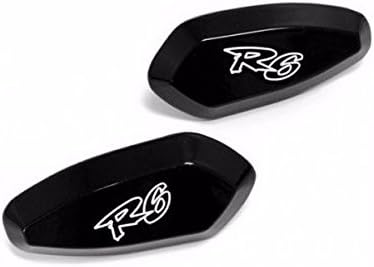 Mirror Block Off Base Plates Black Logo For Yamaha YZF-R6 1999 2000 2001 2002-07