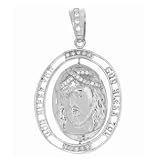 .925 Sterling Silver Hip Hop Cubic Zirconia Charm - Jesus