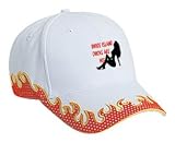 RHODE ISLAND CHICKS Are Hot Adult White Hat with Red Flames FIRE