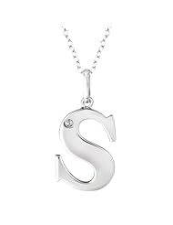 Sterling silver 0.01ct TDW Diamond Initial S Necklace (H-I, I2)
