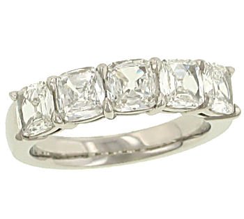 5 Stone prong Set Cushion Cut Diamond Band 1.88cttw
