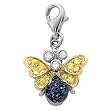 14K Two-Tone Gold Blue and Yellow Sapphire Bee Charm with Diamond Accents